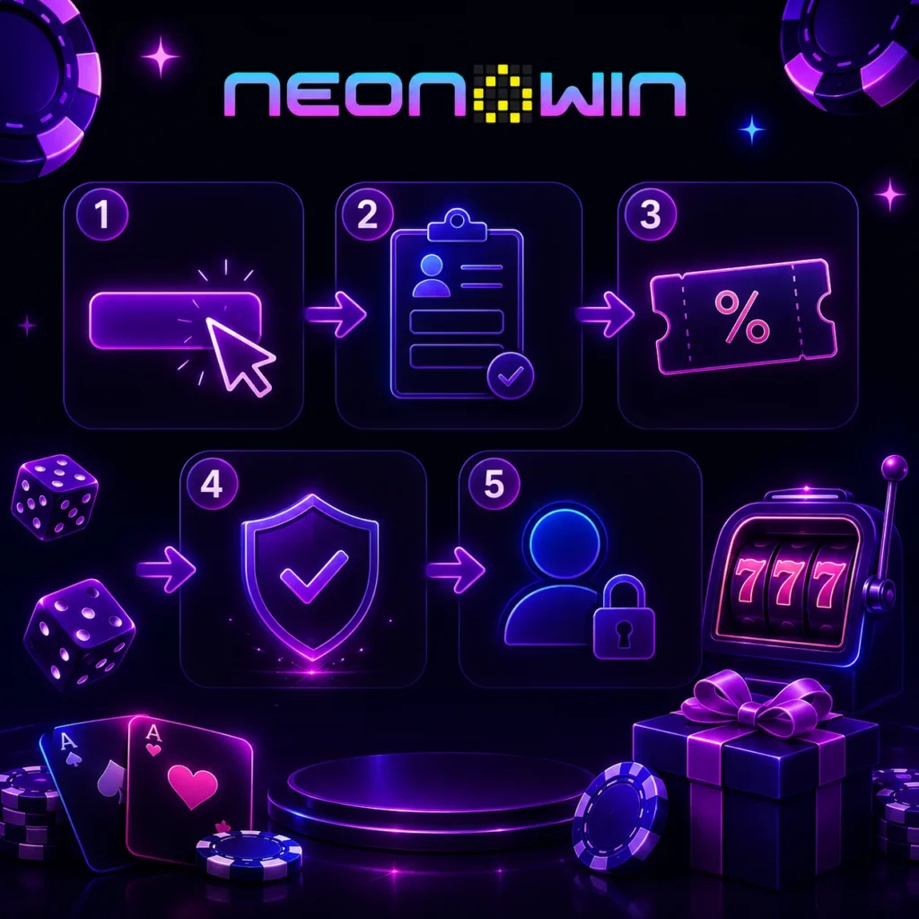 Процесс регистрации аккаунта в казино NeonWin.